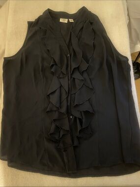 Cato Black Ruffle Front Sleeveless Camisole